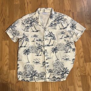 Old Navy Casual Cream and Black Button Down Shirt